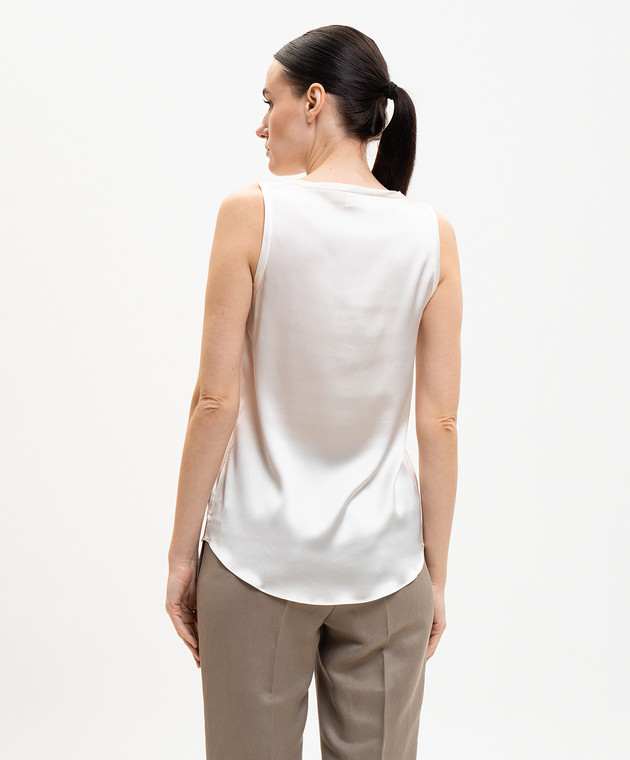 Brunello Cucinelli Топ из шелка цвета айвори MPC59E0600 изображение 4