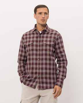Brunello Cucinelli Бордова сорочка в клітинку на кнопках MY6554008
