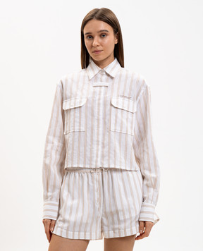 Off-White Біла укорочена сорочка в смужку 2GE02OS26FAB001