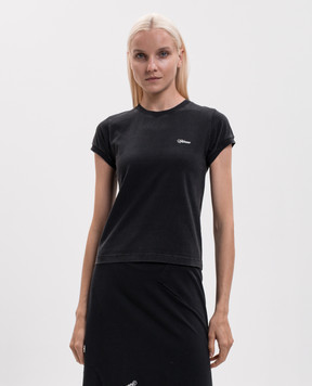 Vetements Чорна футболка з вишивкою WH27TR166B