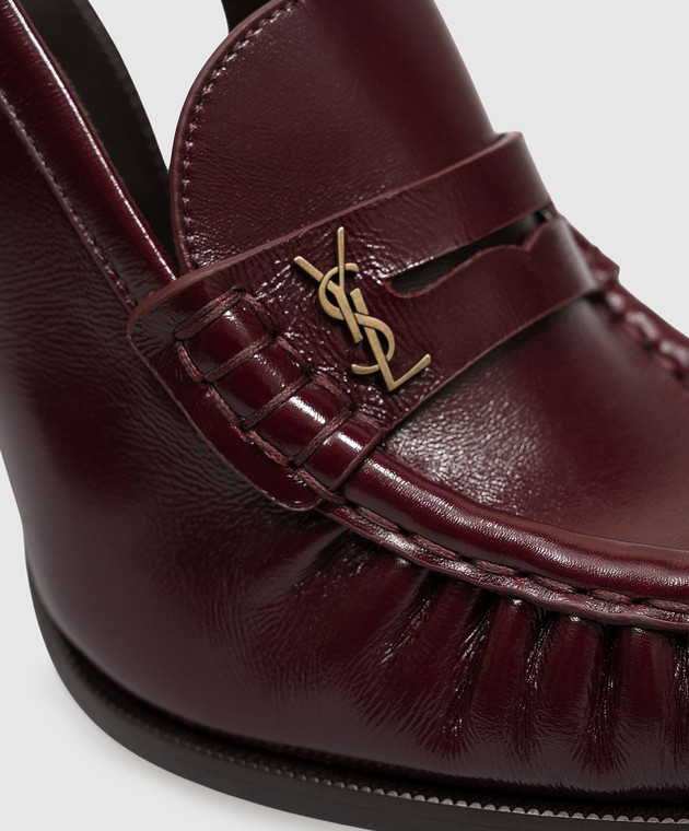 Saint Laurent Бордовые кожаные слингбеки LE LOAFER A001EHAAGXE изображение 5