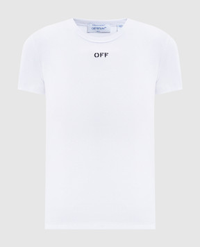 Off-White Белая футболка в рубчике с логотипом 2AA065C99JER005