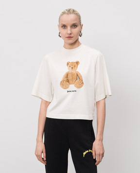 Palm Angels Футболка Bear кольору айворі PWAA079S26JER006