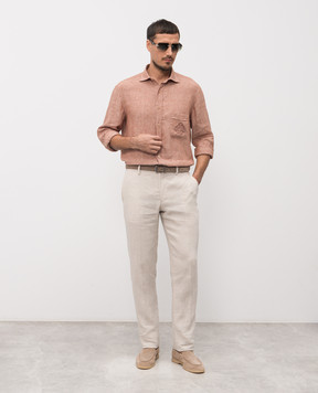 Stefano Ricci Коричневая рубашка из льна MC008163BX2922