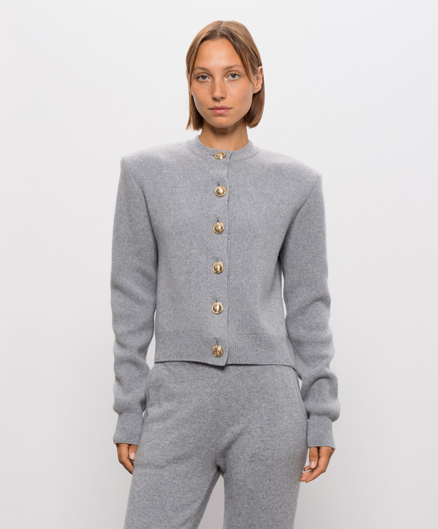 Balmain Сірий кардиган з кашеміру та вовни мериноса CA0000000013 зображення 3