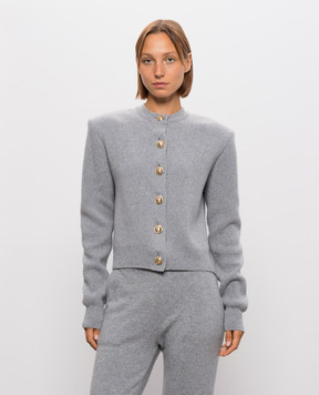 Balmain Серый кардиган из кашемира и шерсти мериноса CA0000000013