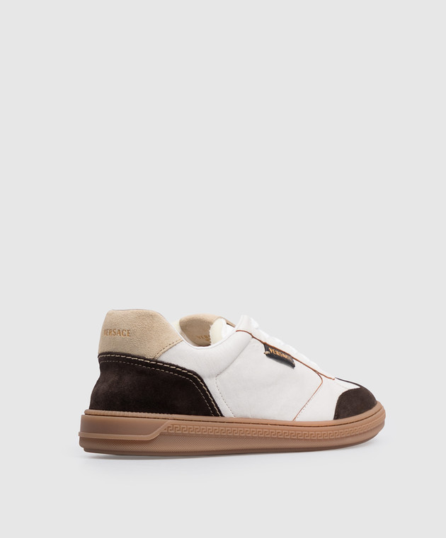 Versace Белые кожаные кроссовки Greca Court 10246551A17776 изображение 3