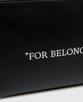 Off-White Чорний шкіряний несесер з принтом OMNS028C99LEA001