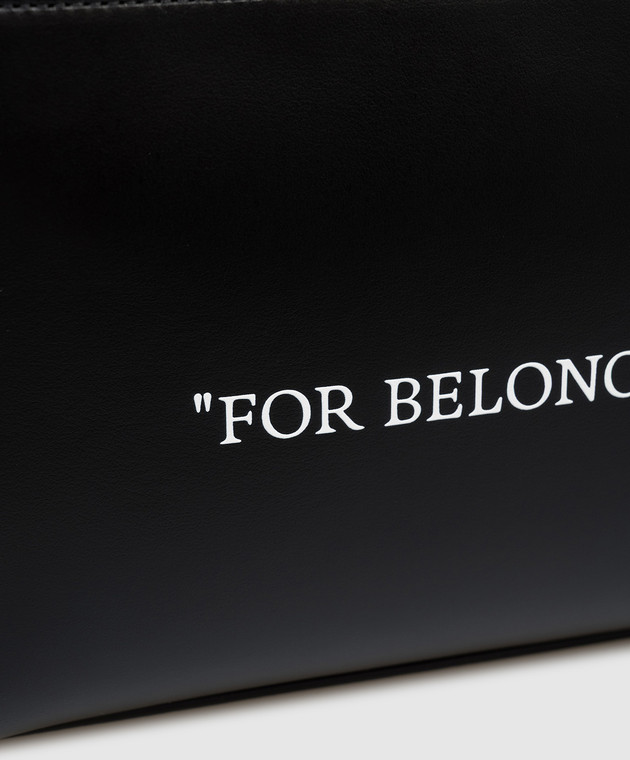 Off-White Чорний шкіряний несесер з принтом OMNS028C99LEA001 зображення 3