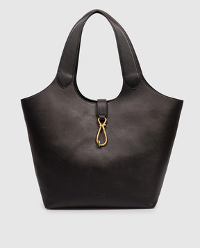 Twinset Черная кожаная сумка-тоут с логотипом 261TB7130