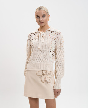 Twinset Бежевий ажурний светр 261TP3492