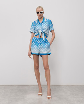 Casablanca Сині шорти із шовку в принт WSS26TR40403