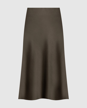 Brunello Cucinelli Юбка цвета хаки с разрезом M0H38G3414