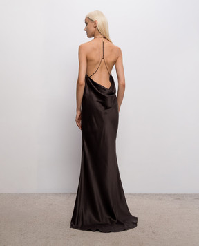 Tom Ford Коричневое платье из шелка с открытой спиной AB3711FAX1720