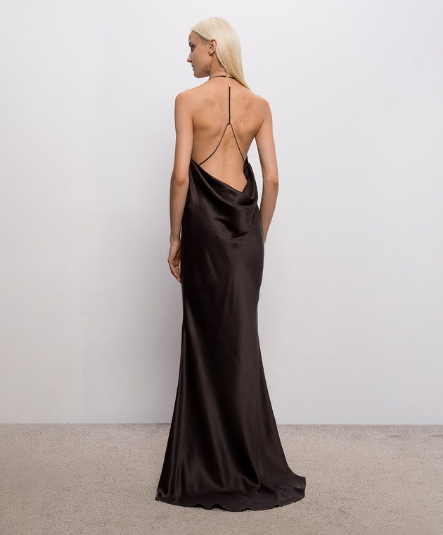 Tom Ford Коричневое платье из шелка с открытой спиной AB3711FAX1720 изображение 3