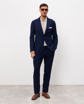 Pini Parma Бежевое поло с леном в рубчик POLCOLIRIBEC