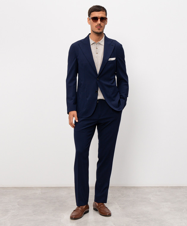 Pini Parma Бежеве поло з льоном в рубчик POLCOLIRIBEC зображення 2