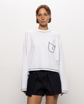 Versace Білий лонгслів з вишивкою логотипа 10270341A19286