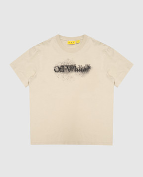 Off-White Дитяча футболка кольору хакі Spray Arrow 44BAA002F26J00E