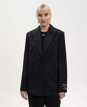 Off-White Чорний жакет з вовни з нашивкою 2EF099C99FAB002