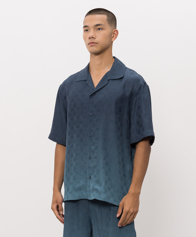 Off-White Синяя рубашка в узоре Arrow monogram 44MGG01QF26F006 изображение 3