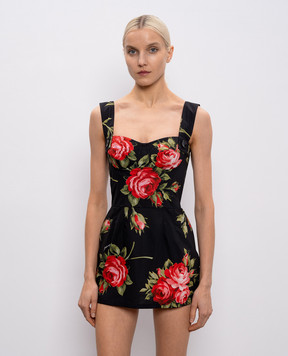 Dolce&Gabbana Чорна сукня міні в принт F7BB8THS5UT