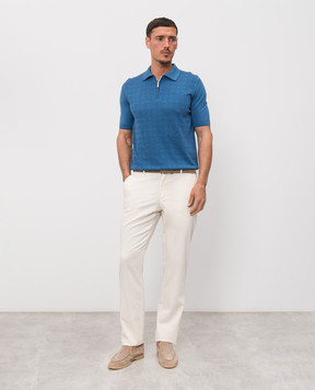 Castangia dal 1850 Синє поло з шовком у візерунок NCCA02MCE26