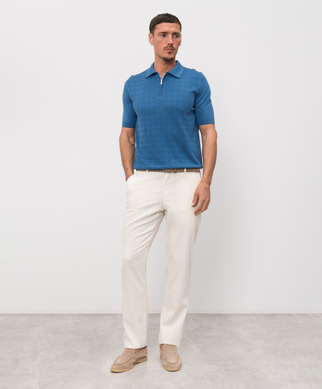 Castangia dal 1850 Синє поло з шовком у візерунок NCCA02MCE26 зображення 2