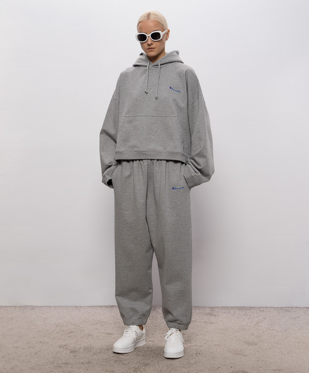 Vetements Серое двустороннее худи с вышивкой логотипа MH27HD223G изображение 2