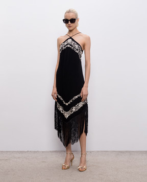 Twinset Чорна сукня з бахромою 261TT2411