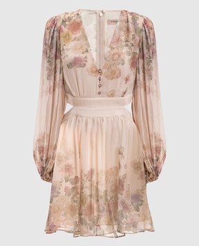 Twinset Бежевое платье мини в цветочный принт 261TT2561