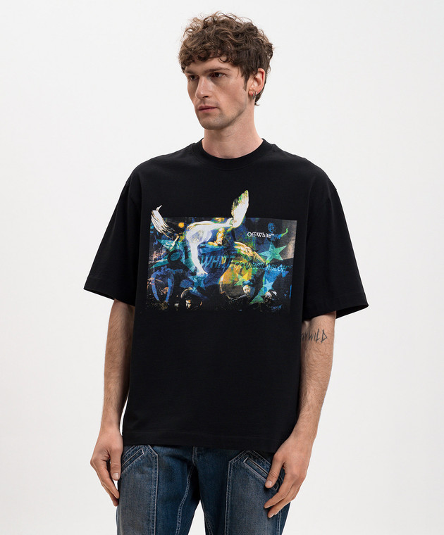 Off-White Черная футболка Caravaggio 44MAA120S26J00C изображение 3