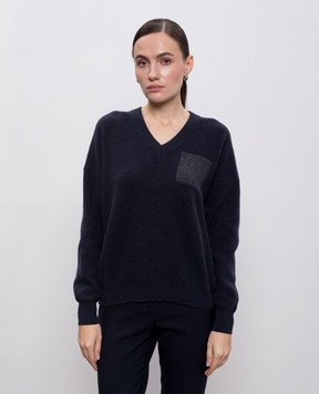 Peserico Синій пуловер з вовни, шовку і кашеміру S99061F129018C