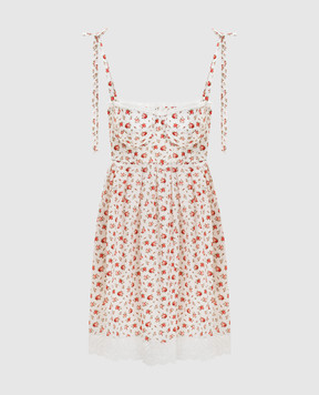 Dolce&Gabbana Біла сукня міні в квітковий принт з мереживом F60F9THS5UB