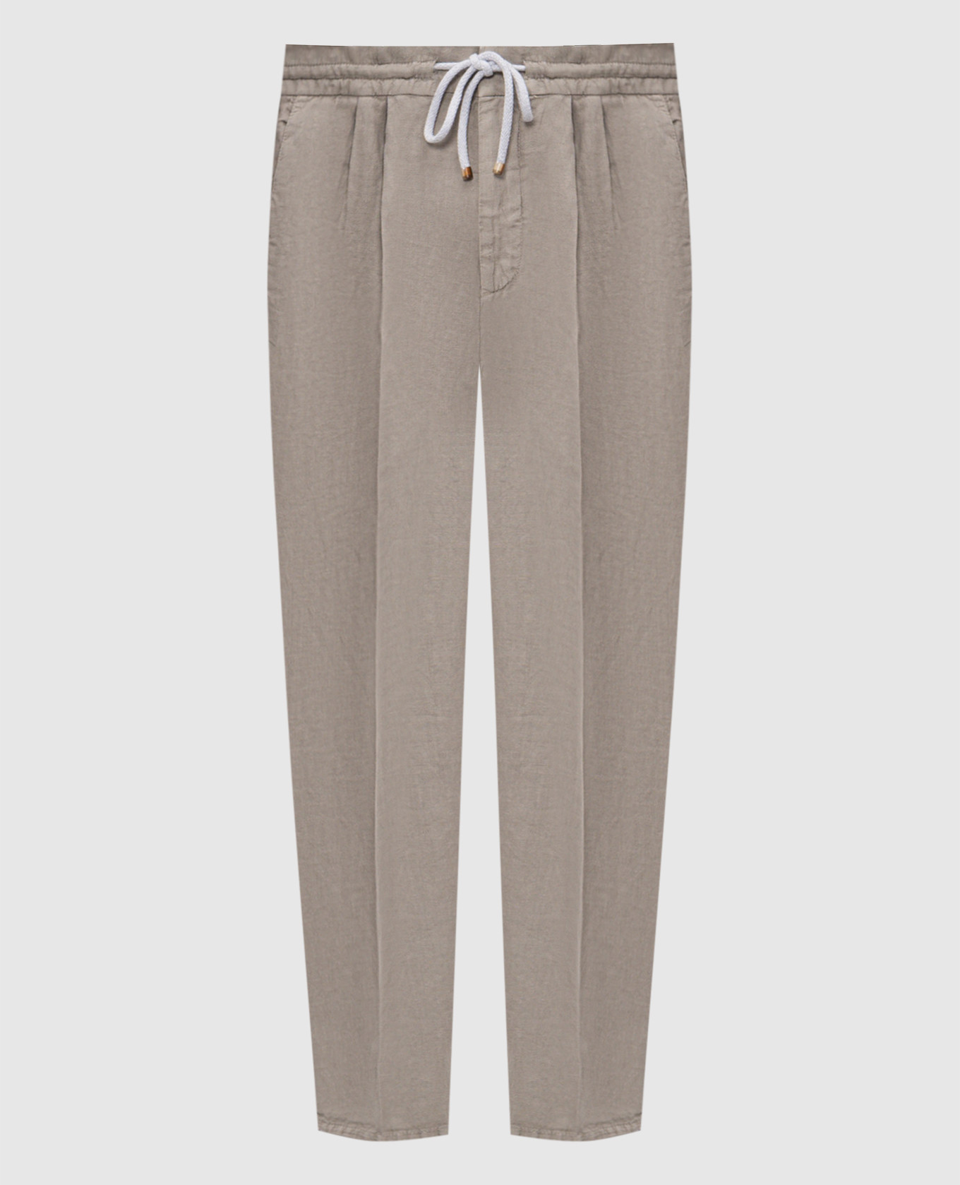 Брюки из льна цвета хаки