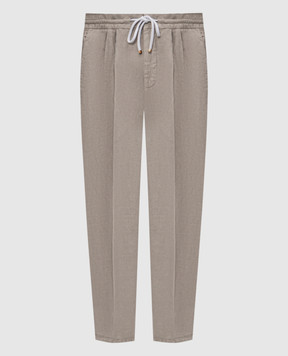 Brunello Cucinelli Брюки из льна цвета хаки M243DE1710