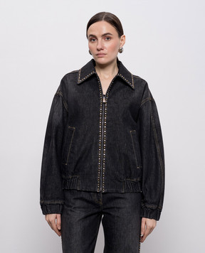 Versace Чорна джинсова куртка з кристалами 10230671A16477