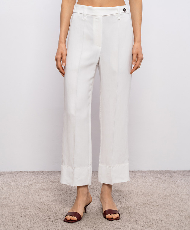 Brunello Cucinelli Білі штани з льоном MH126P9184 зображення 3