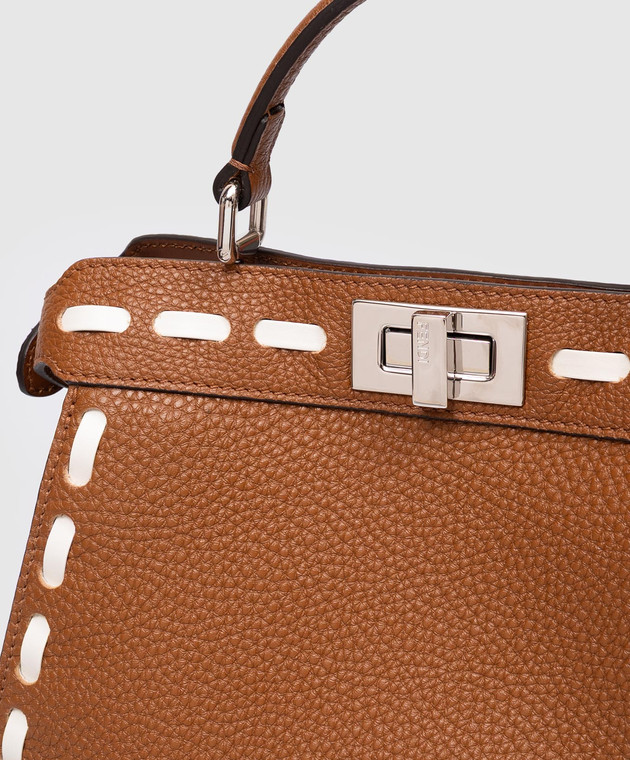 Fendi Коричнева шкіряна сумка Peekaboo ISee 8BN327AY6X зображення 5