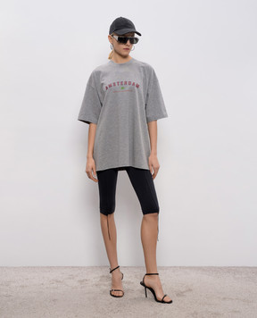 Vetements Серая меланжевая футболка в принт ME76TR252GXw