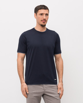 Enrico Mandelli Синяя футболка с эффектом наложения слоев 3K050A5684