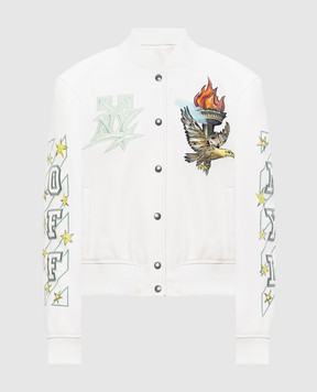 Off-White Белый кожаный бомбер Show NY 29G00321T