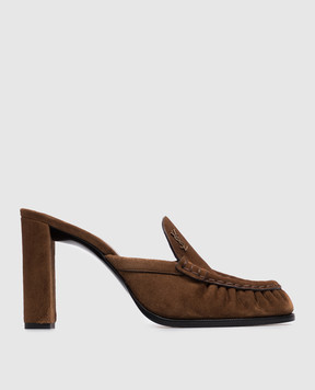 Saint Laurent Коричневые замшевые мюли LE LOAFER 86971327DTT