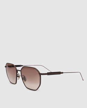Brunello Cucinelli Коричневые солнцезащитные очки Sartorial Sunset из титана MOCMULTV35