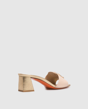 Santoni Бежеві шкіряні мюлі з кристалами та намистинами WHNA72041HA2TYKB