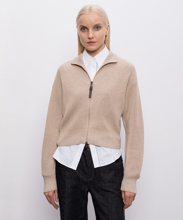Brunello Cucinelli Бежевий кардиган з бавовни M19194706P зображення 3