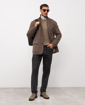 Loro Piana Коричневий светр з кашеміру з фактурним візерунком FAO5736