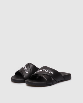 Balenciaga Чорні слайдери з фактурним логотипом 866163W0FPD