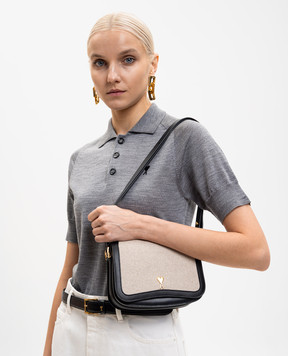 Ami Paris Чорна комбінована сумка з емблемою ULL717AW0002