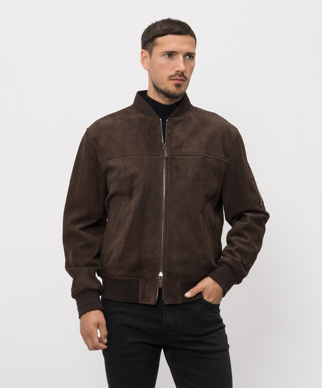 ISAIA Коричневый замшевый бомбер LW0221PLW67 изображение 3